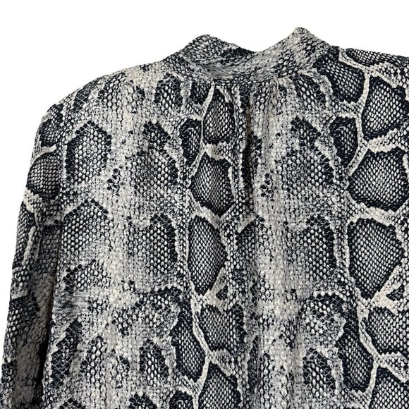 Rebecca Taylor Snakeskin Animal Print Bow Cocktail Dress Taupe Gray Black Size 6 - Picture 4 of 10